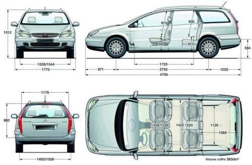 Szkic techniczny Citroen C5 I Kombi