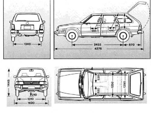 Szkic techniczny Subaru Leone II Kombi