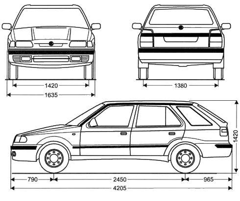 Szkic techniczny Skoda Felicia I Kombi