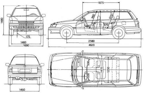 Szkic techniczny Subaru Legacy I Kombi