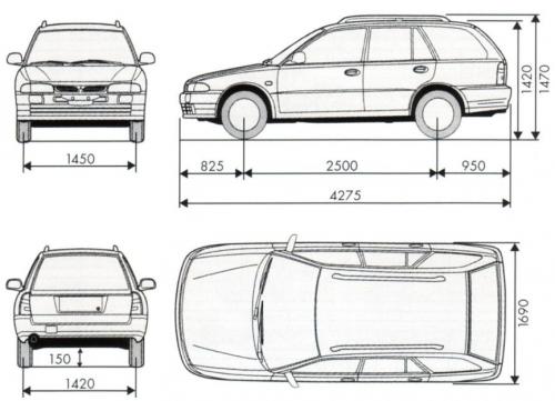 Szkic techniczny Mitsubishi Lancer VII Kombi