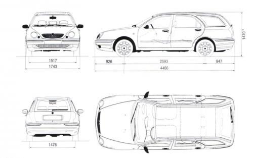 Szkic techniczny Lancia Lybra Kombi