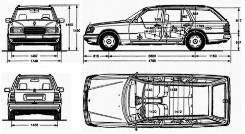 Szkic techniczny Mercedes Klasa E W124 Kombi