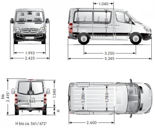 Szkic techniczny Mercedes Sprinter III Kombi