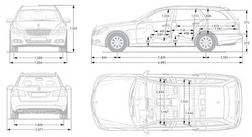 Szkic techniczny Mercedes Klasa E W212 Kombi