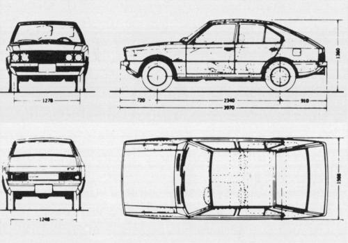 Szkic techniczny Hyundai Pony I Hatchback