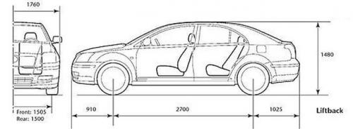 Szkic techniczny Toyota Avensis II Hatchback