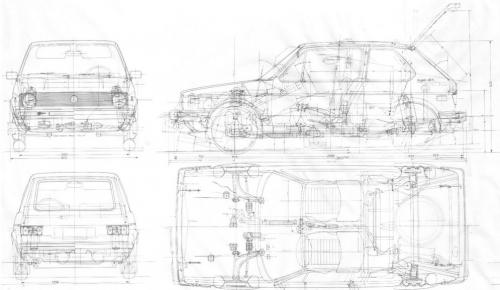Szkic techniczny Volkswagen Golf I Hatchback
