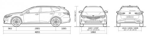 Szkic techniczny Kia Optima II Kombi Facelifting