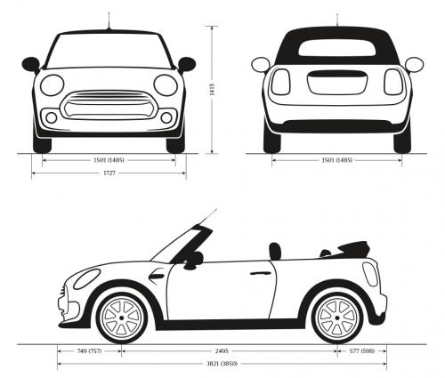 Szkic techniczny Mini Cabrio F57 Cabrio Facelifting