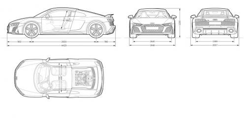 Szkic techniczny Audi R8 II Coupe Facelifting