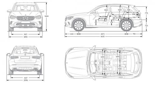 Szkic techniczny Mercedes GLC C253 SUV AMG Facelifting