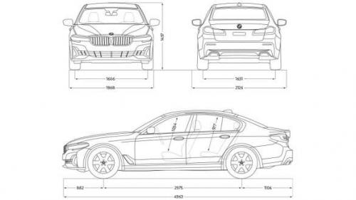 Szkic techniczny BMW Seria 5 G30-G31 Limuzyna Facelifting
