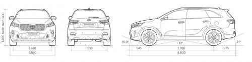 Szkic techniczny Kia Sorento III SUV Facelifting