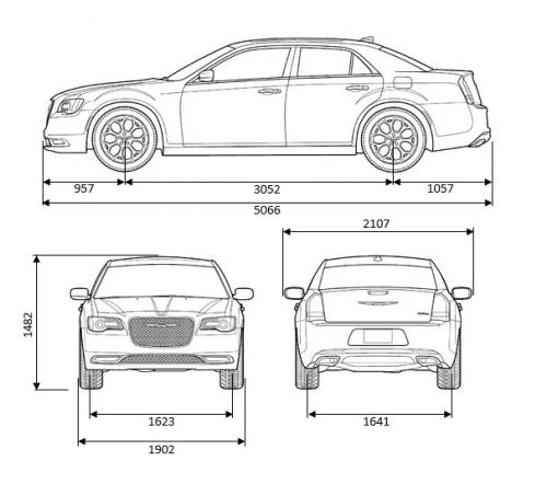 Szkic techniczny Chrysler 300C II Sedan Facelifting