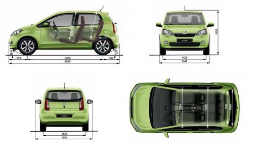 Szkic techniczny Skoda Citigo Hatchback 5d Facelifting