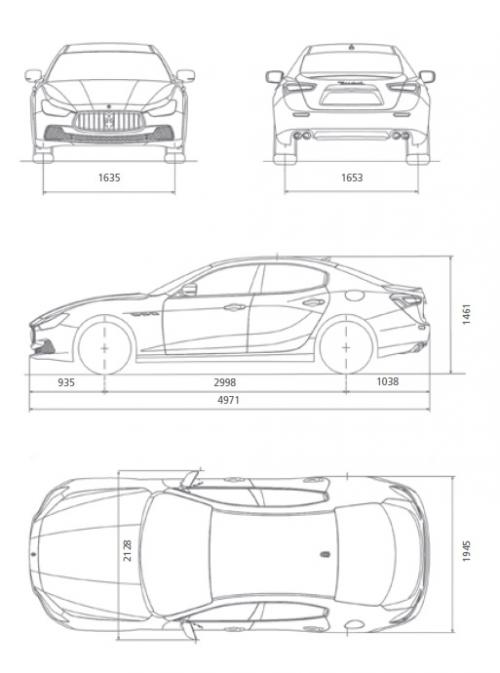 Szkic techniczny Maserati Ghibli III Sedan Facelifting