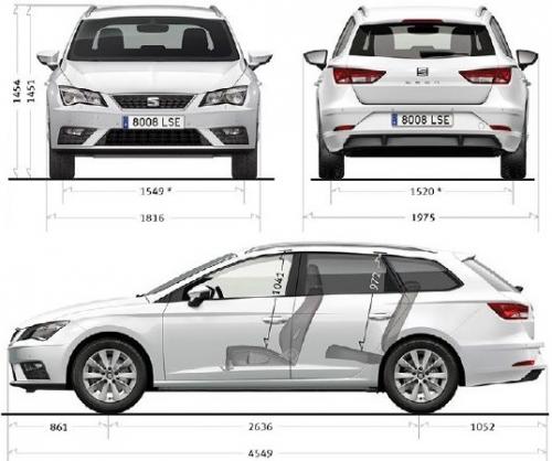 Szkic techniczny Seat Leon III ST Facelifting