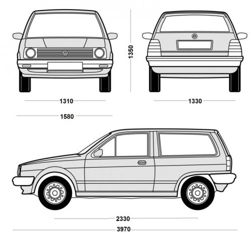 Szkic techniczny Volkswagen Polo II Hatchback Facelifting