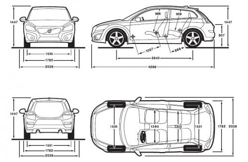 Szkic techniczny Volvo C30 Hatchback 3d Facelifting