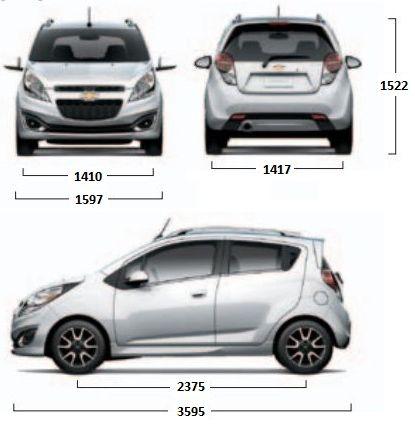 Szkic techniczny Chevrolet Spark II Hatchback facelifting