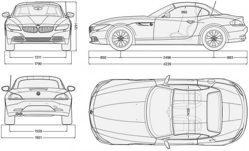 Szkic techniczny BMW Z4 E89 Roadster Facelifting