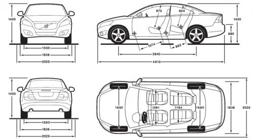 Szkic techniczny Volvo C70 II Coupe Cabrio Facelifting