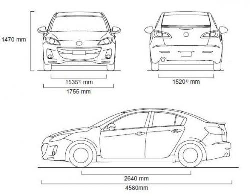 Szkic techniczny Mazda 3 II Sedan Facelifting