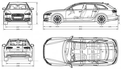 Szkic techniczny Audi A6 C7 Avant Facelifting