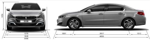 Szkic techniczny Peugeot 508 I Sedan Facelifting