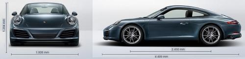 Szkic techniczny Porsche 911 991 Carrera 2/2S Coupe Facelifting