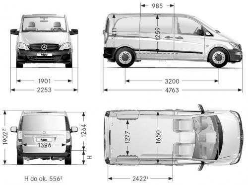 Szkic techniczny Mercedes Vito W639 Furgon Facelifting