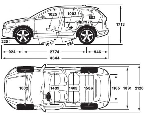 Szkic techniczny Volvo XC60 I SUV Facelifting