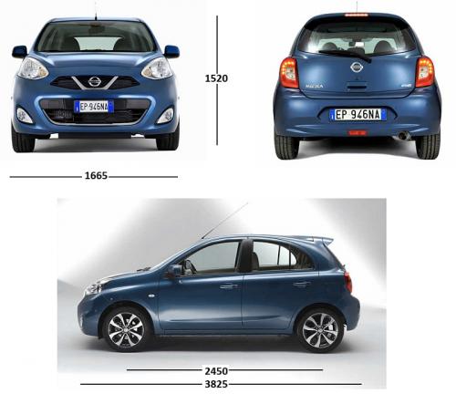 Szkic techniczny Nissan Micra IV Hatchback 5d Facelifting