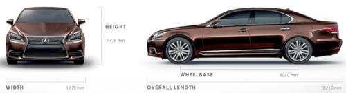 Szkic techniczny Lexus LS IV Sedan L Facelifting