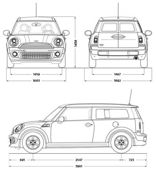 Szkic techniczny Mini Clubman R55 Kombi Facelifting