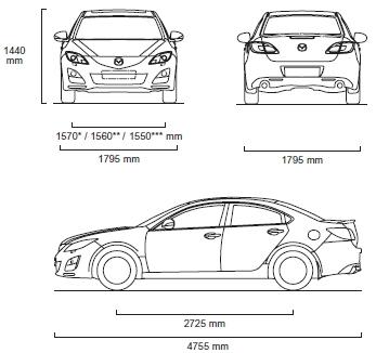Szkic techniczny Mazda 6 II Sedan Facelifting