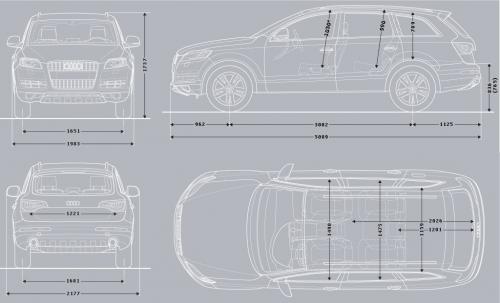 Szkic techniczny Audi Q7 I (4L) SUV Facelifting