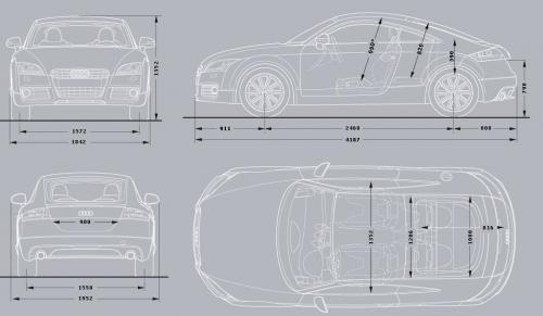 Szkic techniczny Audi TT 8J Coupe Facelifting