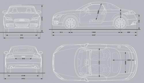 Szkic techniczny Audi TT 8J Roadster Facelifting