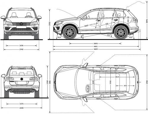 Szkic techniczny Volkswagen Touareg II SUV Facelifting