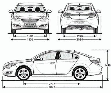 Szkic techniczny Opel Insignia I Hatchback Facelifting
