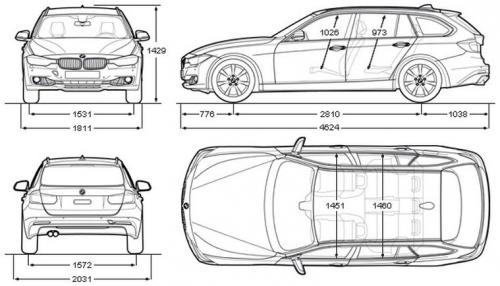 Szkic techniczny BMW Seria 3 F30-F31-F34 Touring