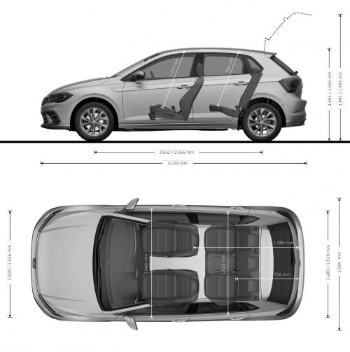 Szkic techniczny Volkswagen Polo VI Hatchback 5d Facelifting