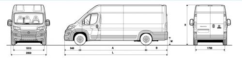 Szkic techniczny Fiat Ducato IV e-Ducato Furgon krótki Facelifting