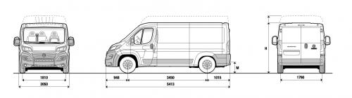 Szkic techniczny Fiat Ducato IV Furgon średni Facelifting