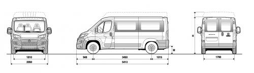 Szkic techniczny Fiat Ducato IV Furgon Przeszklony średni Facelifting