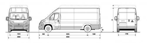 Szkic techniczny Fiat Ducato IV Furgon ekstra długi Facelifting