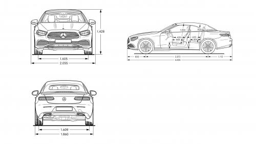 Szkic techniczny Mercedes Klasa E W213 Cabrio Facelifting