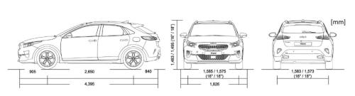 Szkic techniczny Kia XCeed Crossover Facelifting